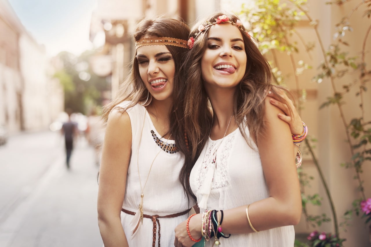 Funny Faces Of Hippie Female Friends